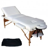 LETTINO bianco pieghevole  3 ZONE IN LEGNO DI FAGGIO per estetica e massaggi