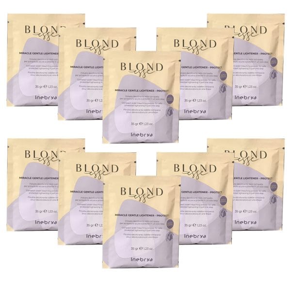 10 x Inebrya Blondesse Polvere Decolorante Viola Compatta per Schiariture Sicure e Protette 35gr.