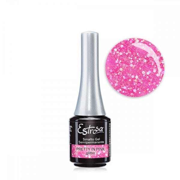 Estrosa Smalto Semipermanente Colorato 7916 PRETTY IN PINK GLITTER 7ML.